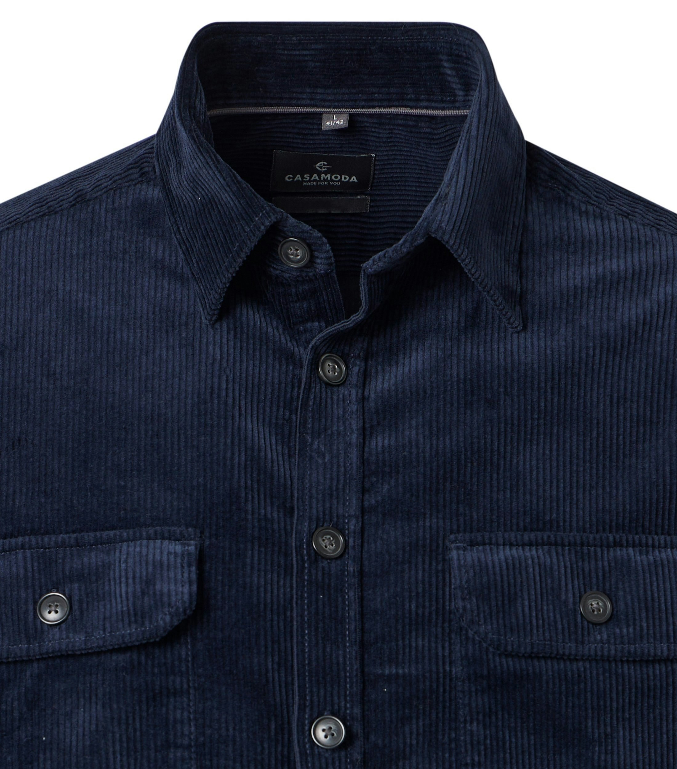 Hemdjacke im unifarbenen Design in der Farbe Blau