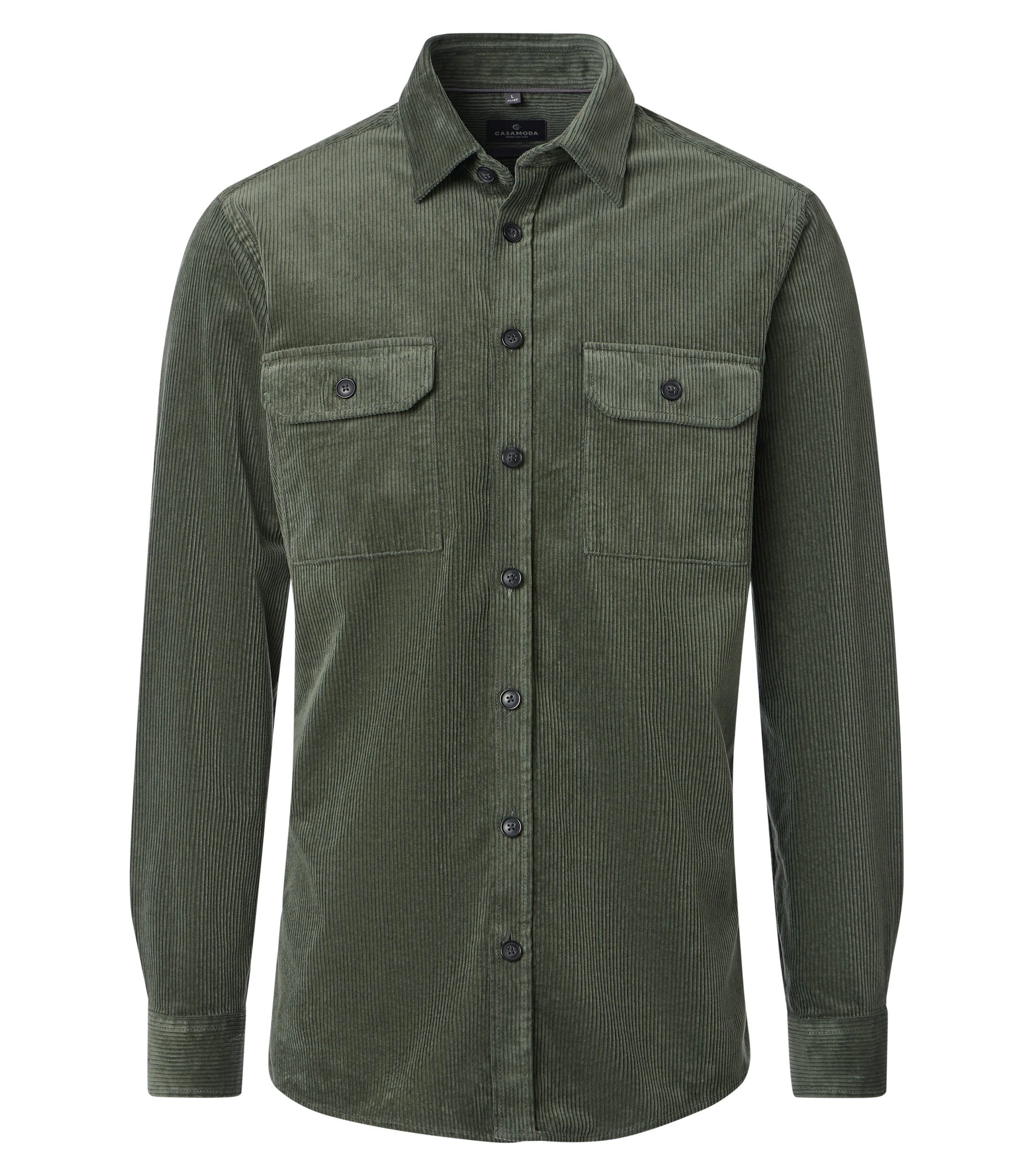 Hemdjacke im unifarbenen Design in der Farbe Grün