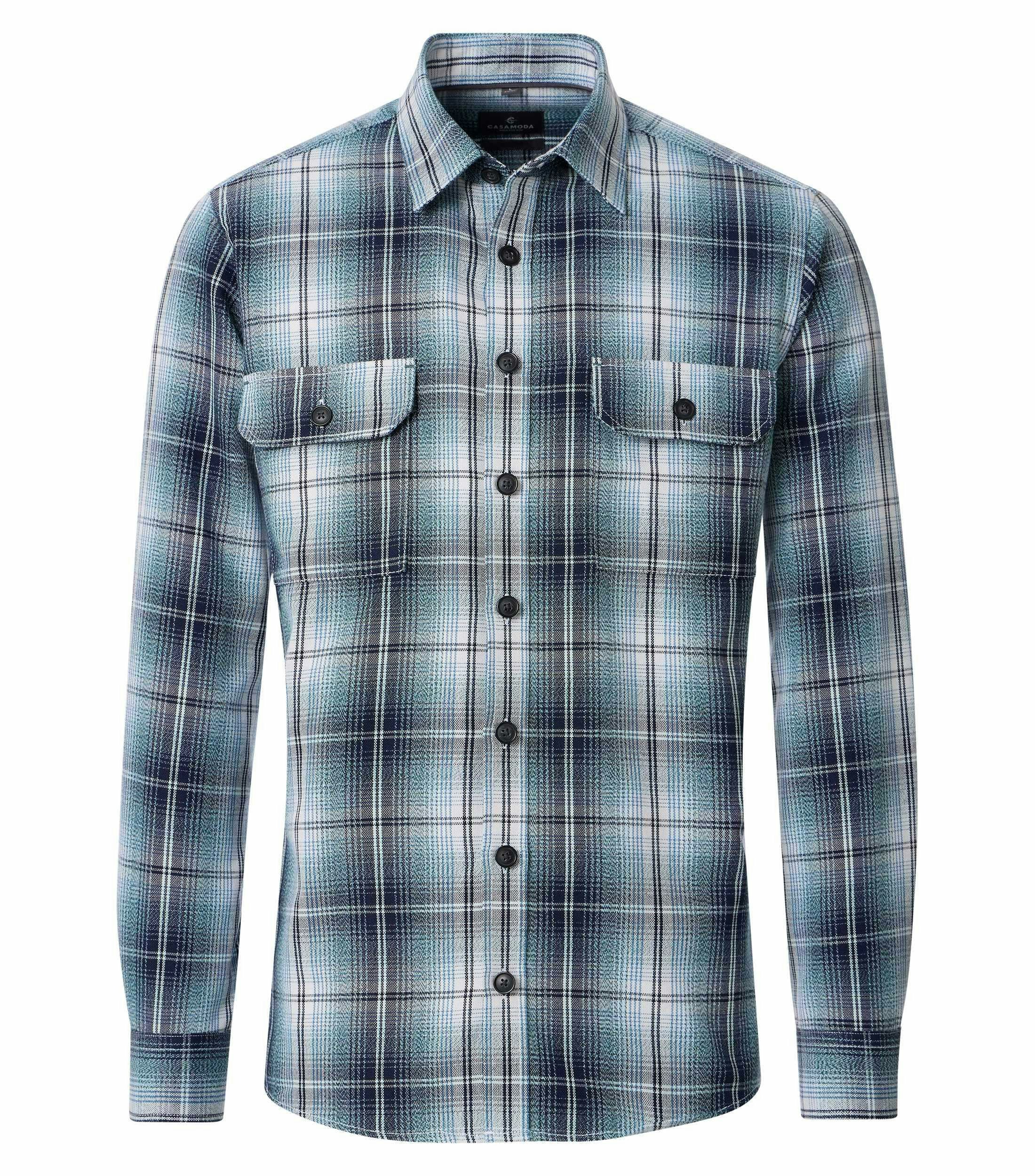Hemdjacke im karierten Muster in der Farbe Blau