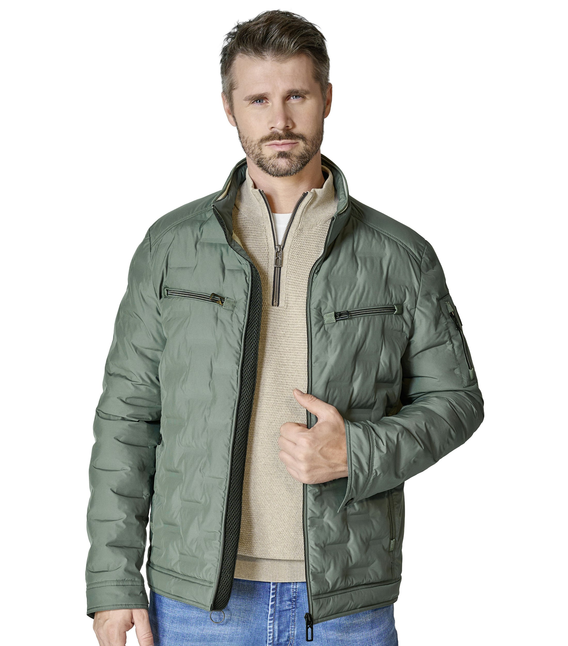 Jacke im unifarbenen Design in der Farbe Kiefergrün