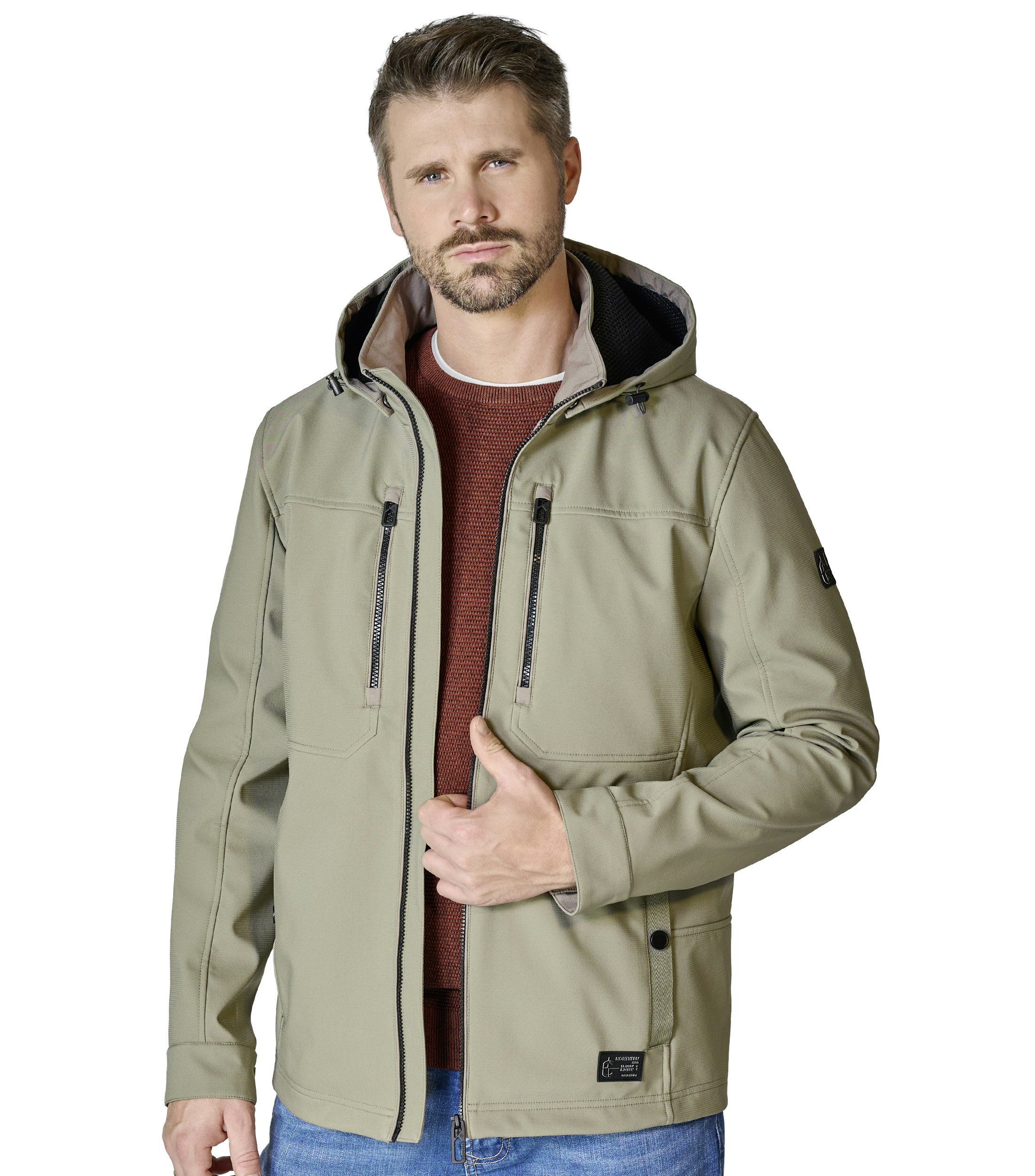 Softshelljacke im unifarbenen Design in der Farbe Sand