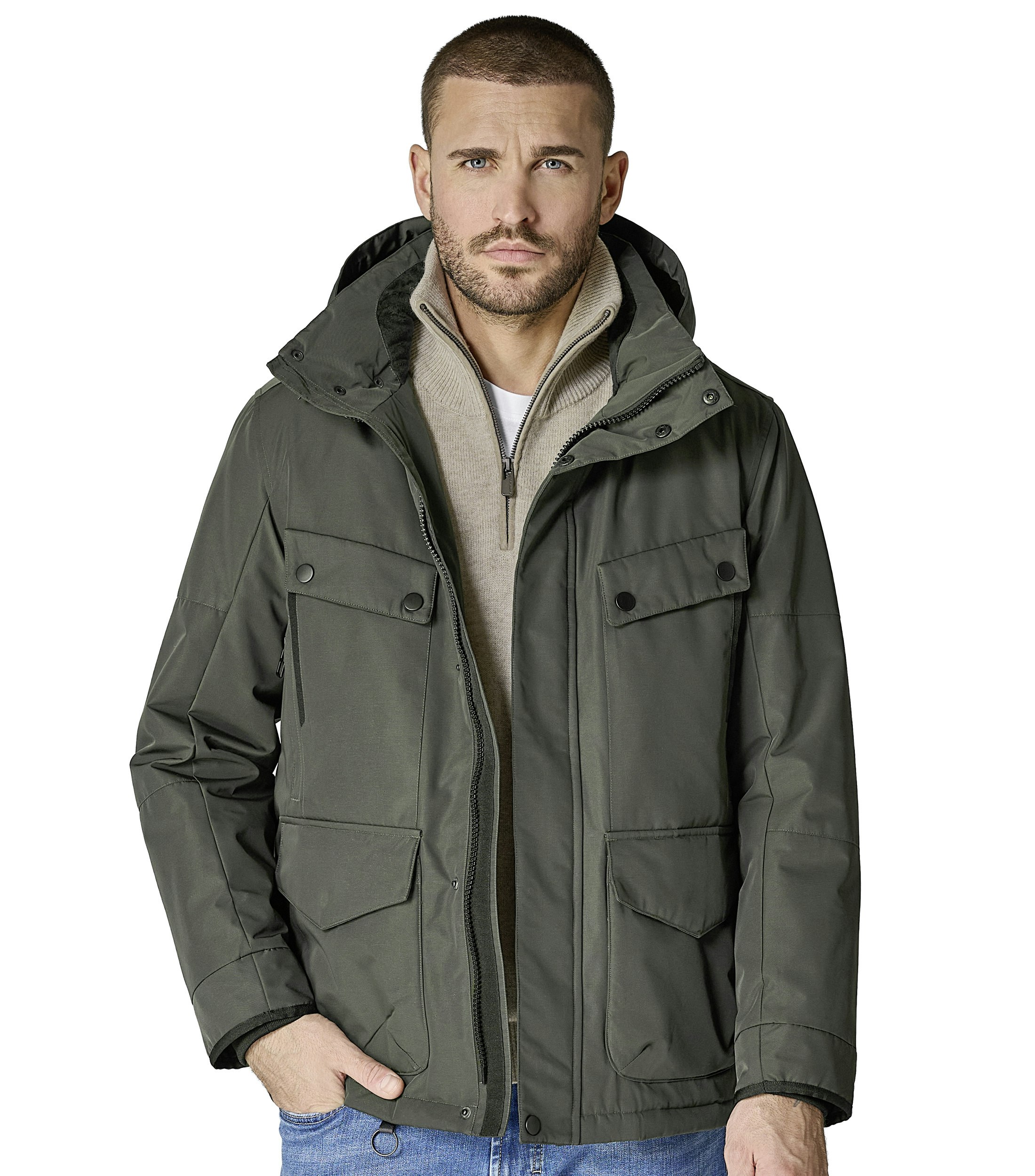 Jacke im unifarbenen Design in der Farbe Dunkelgrün