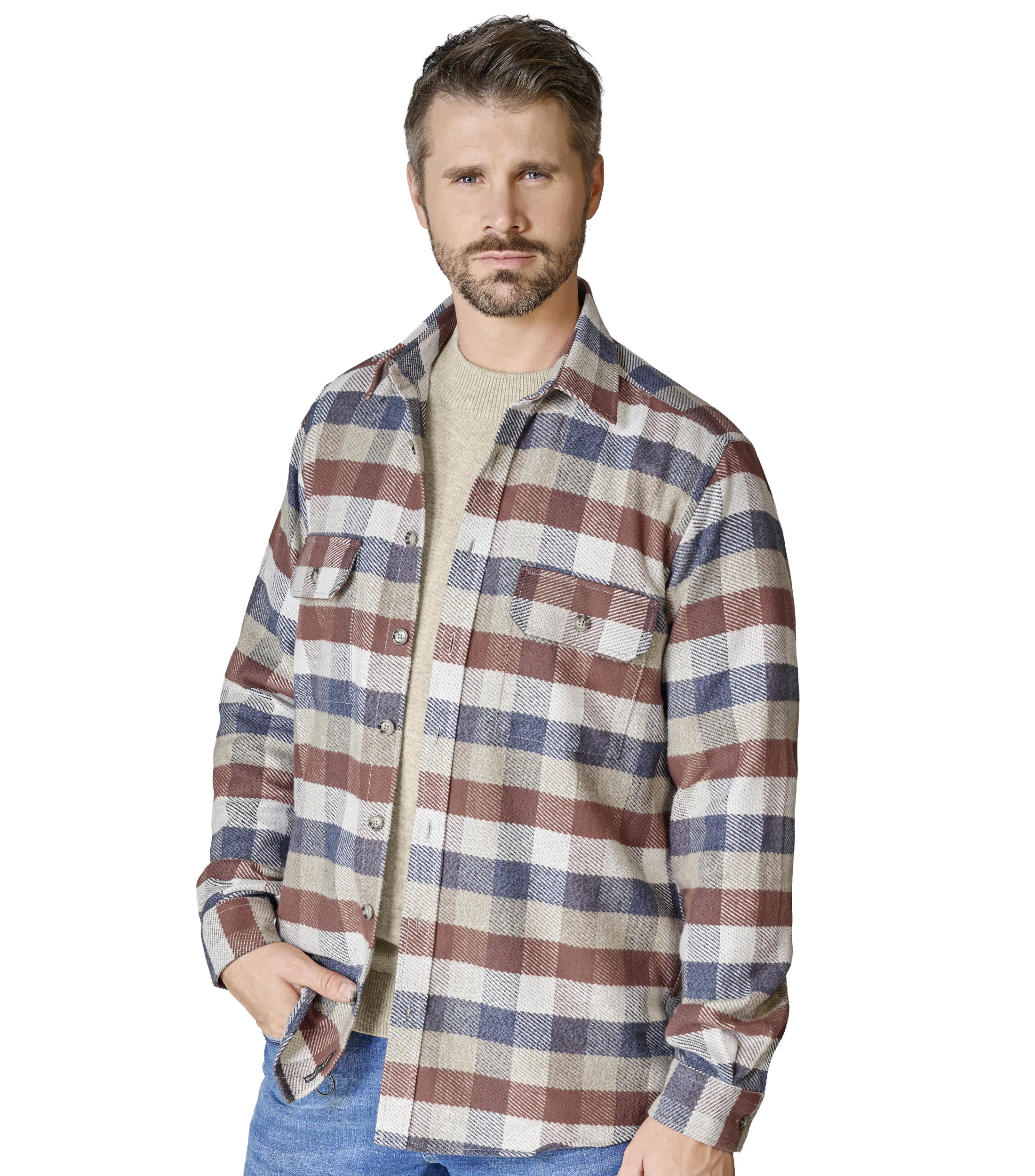 Hemdjacke im karierten Muster in der Farbe Rot