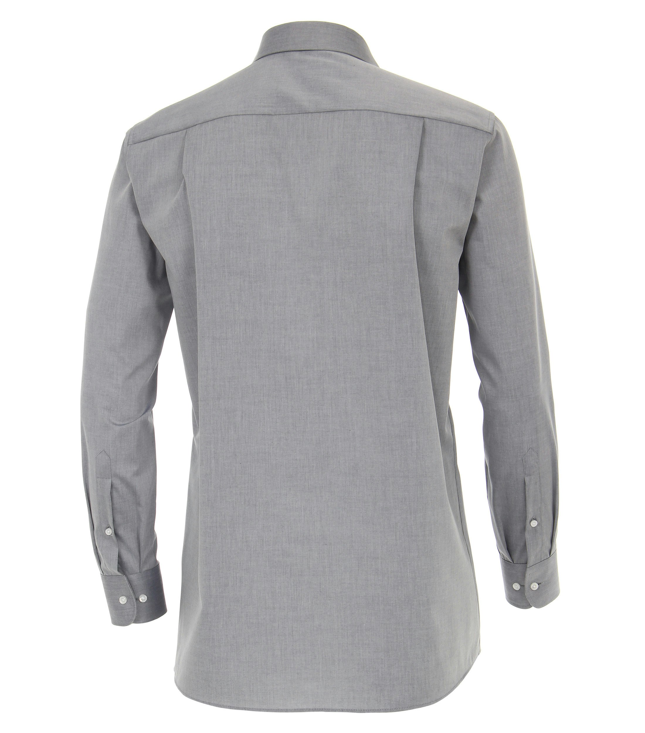 Das Model trägt ein Businesshemd im uni Muster in der Farbe Grau