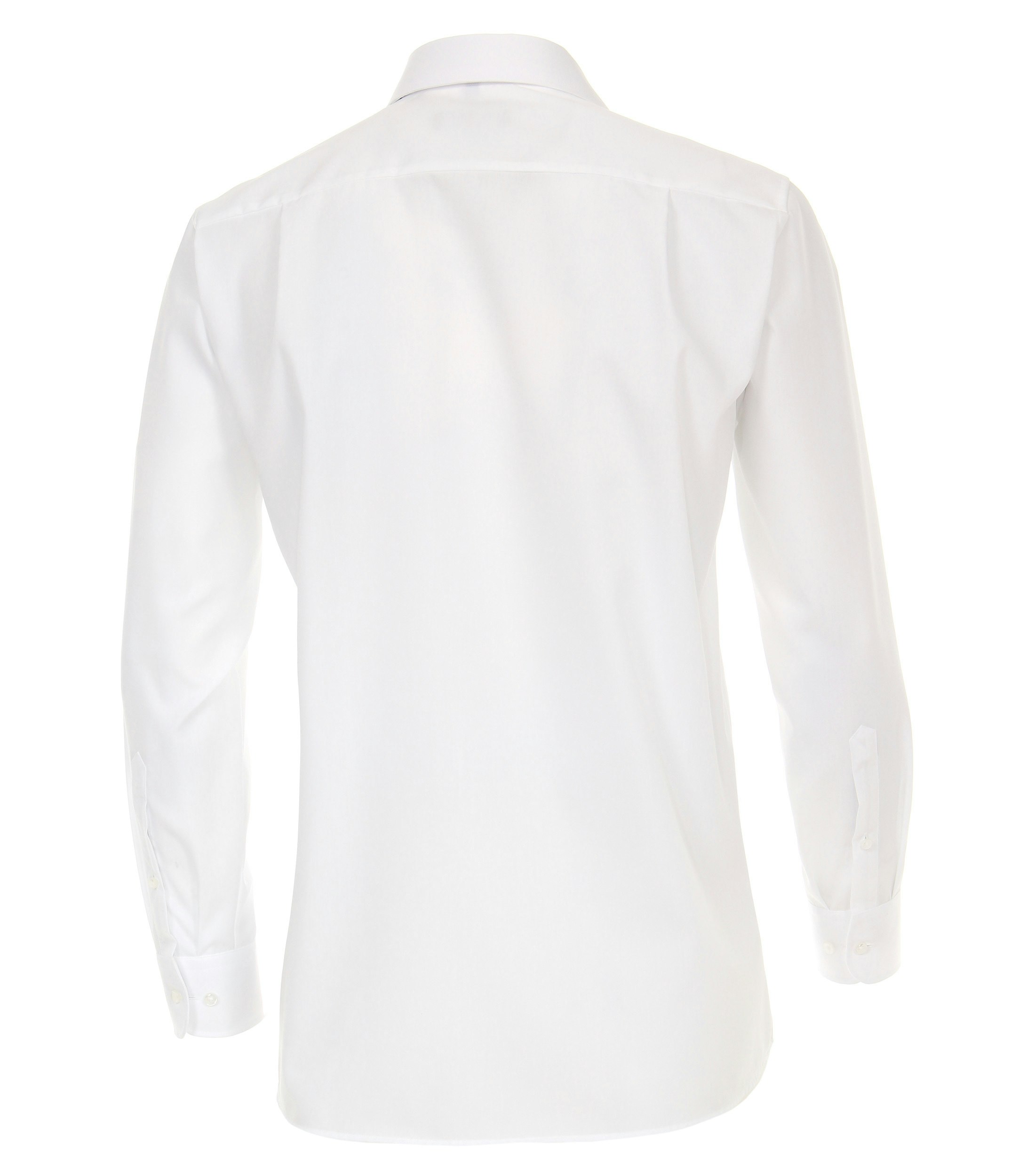 Das Model trägt ein Businesshemd im uni Muster in der Farbe Weiß