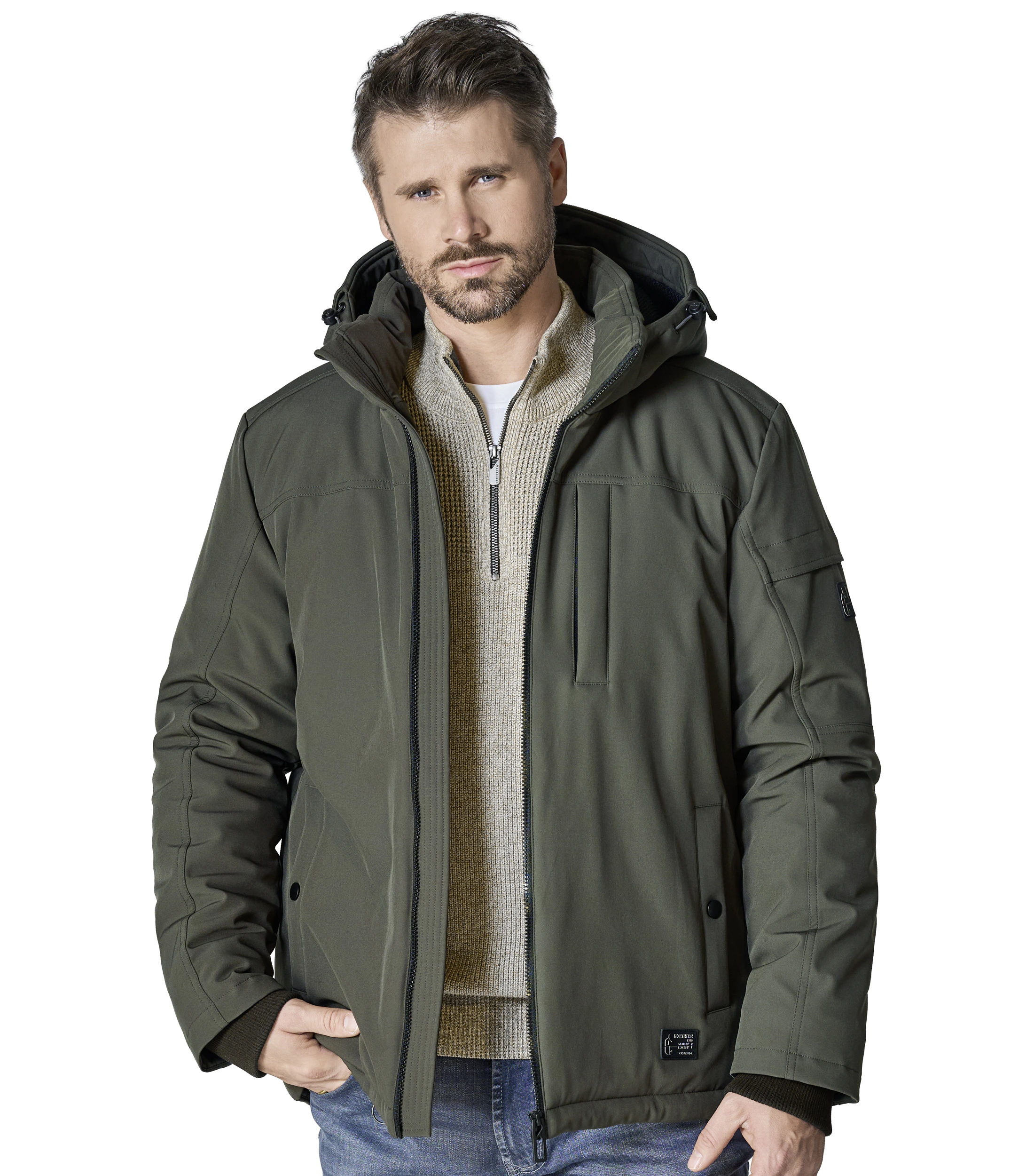 Jacke im unifarbenen Design in der Farbe Dunkelgrün