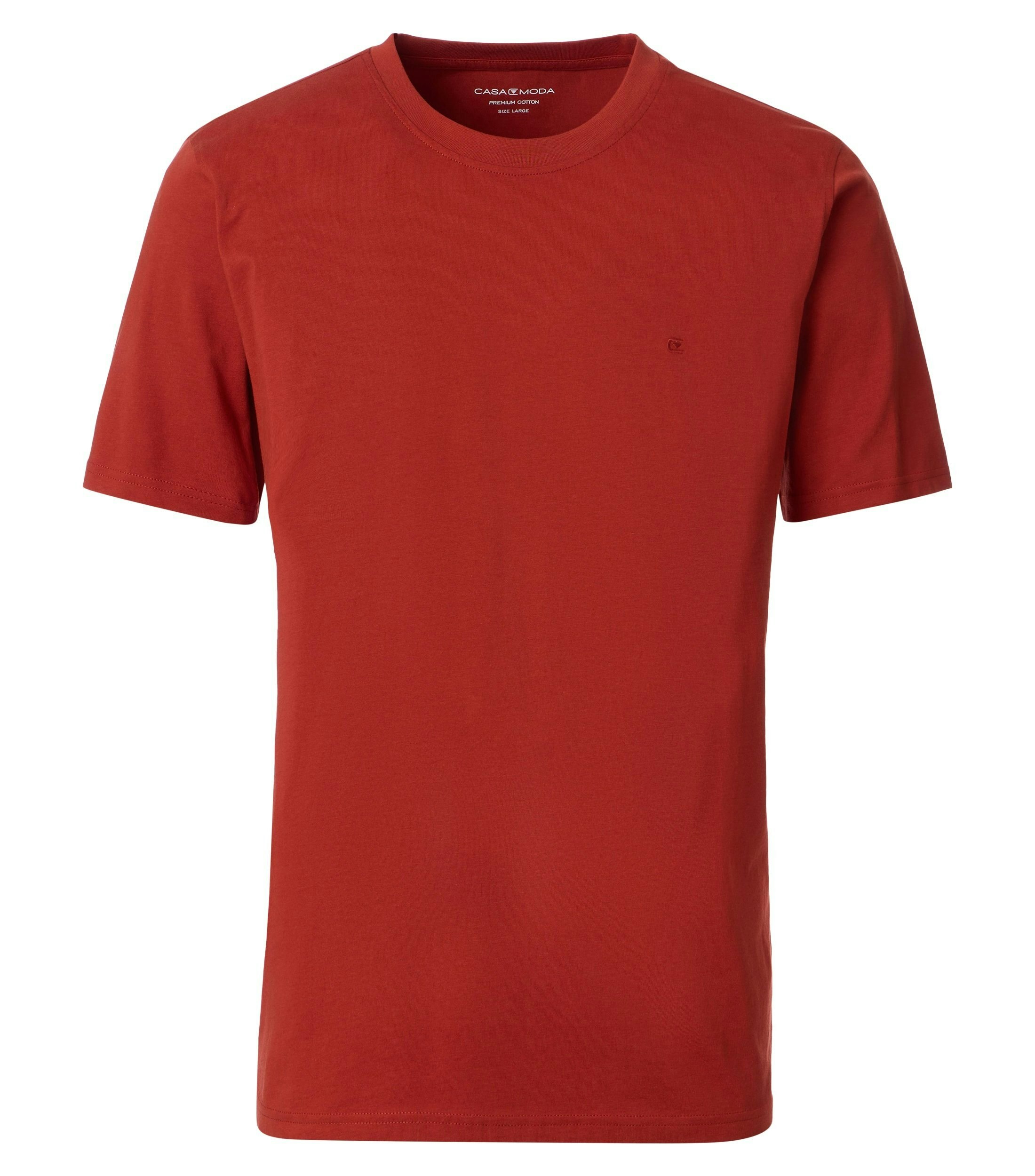 Ein T-Shirt im uni Muster in der Farbe Mittelrot