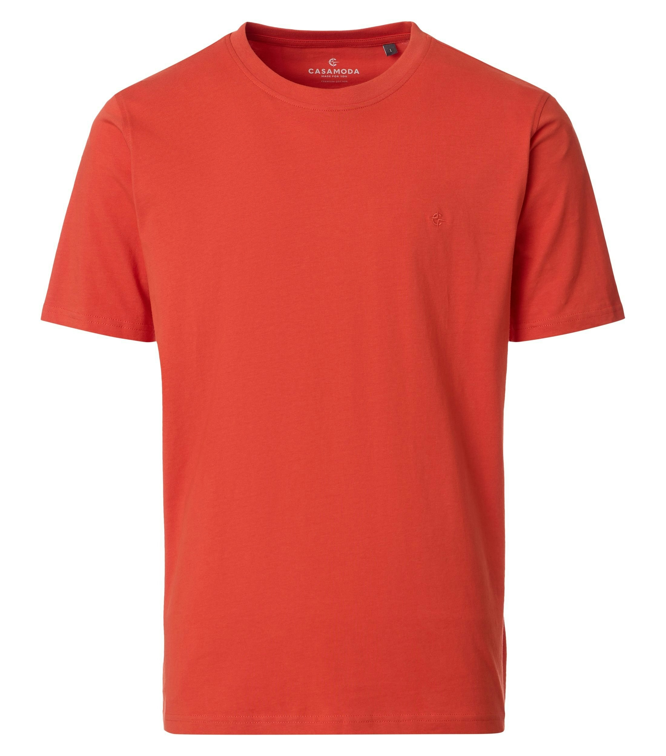 Ein T-Shirt im uni Muster in der Farbe Rotorange