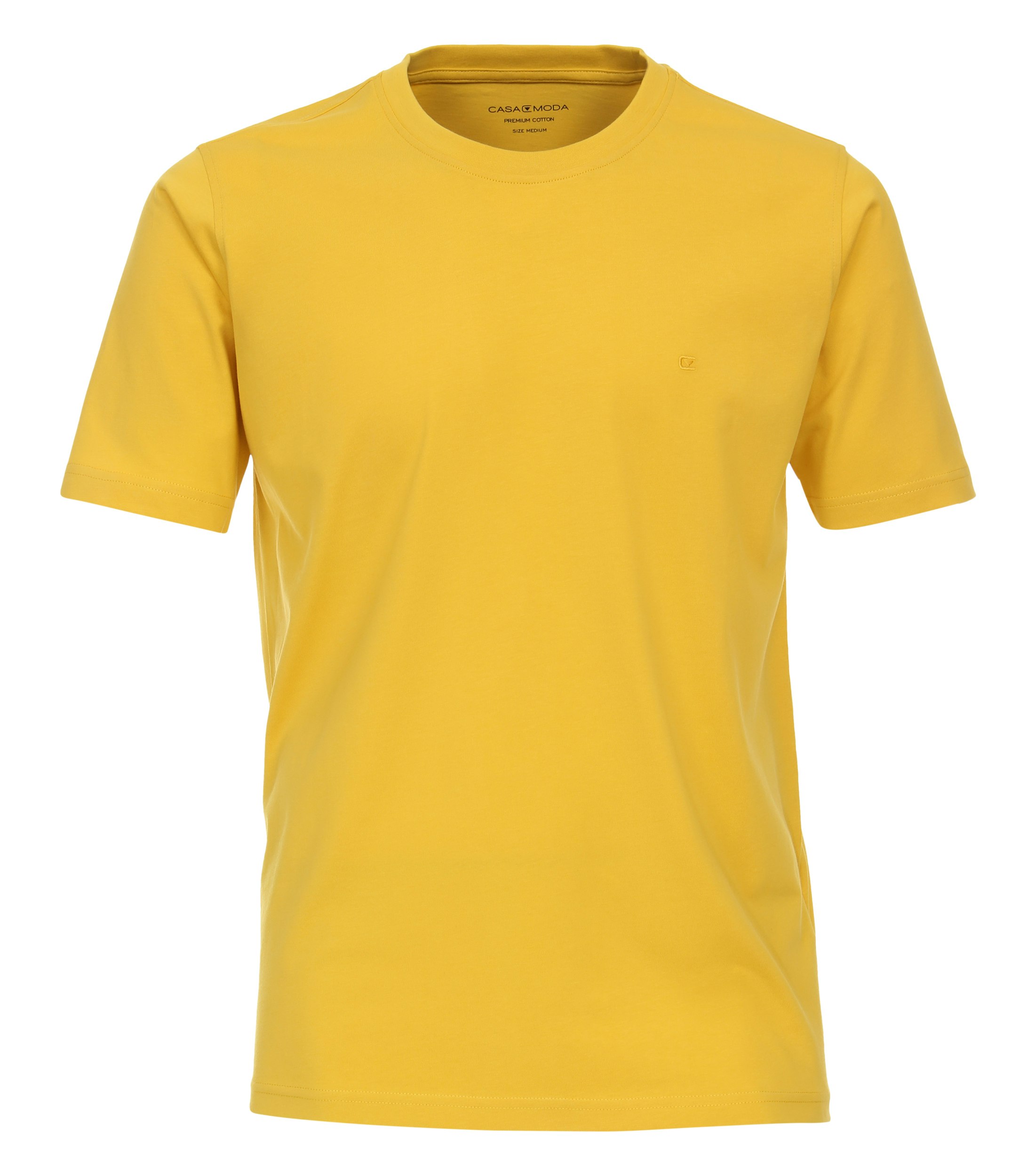 Das Model trägt ein TShirt im uni Muster in der Farbe Hellgelb