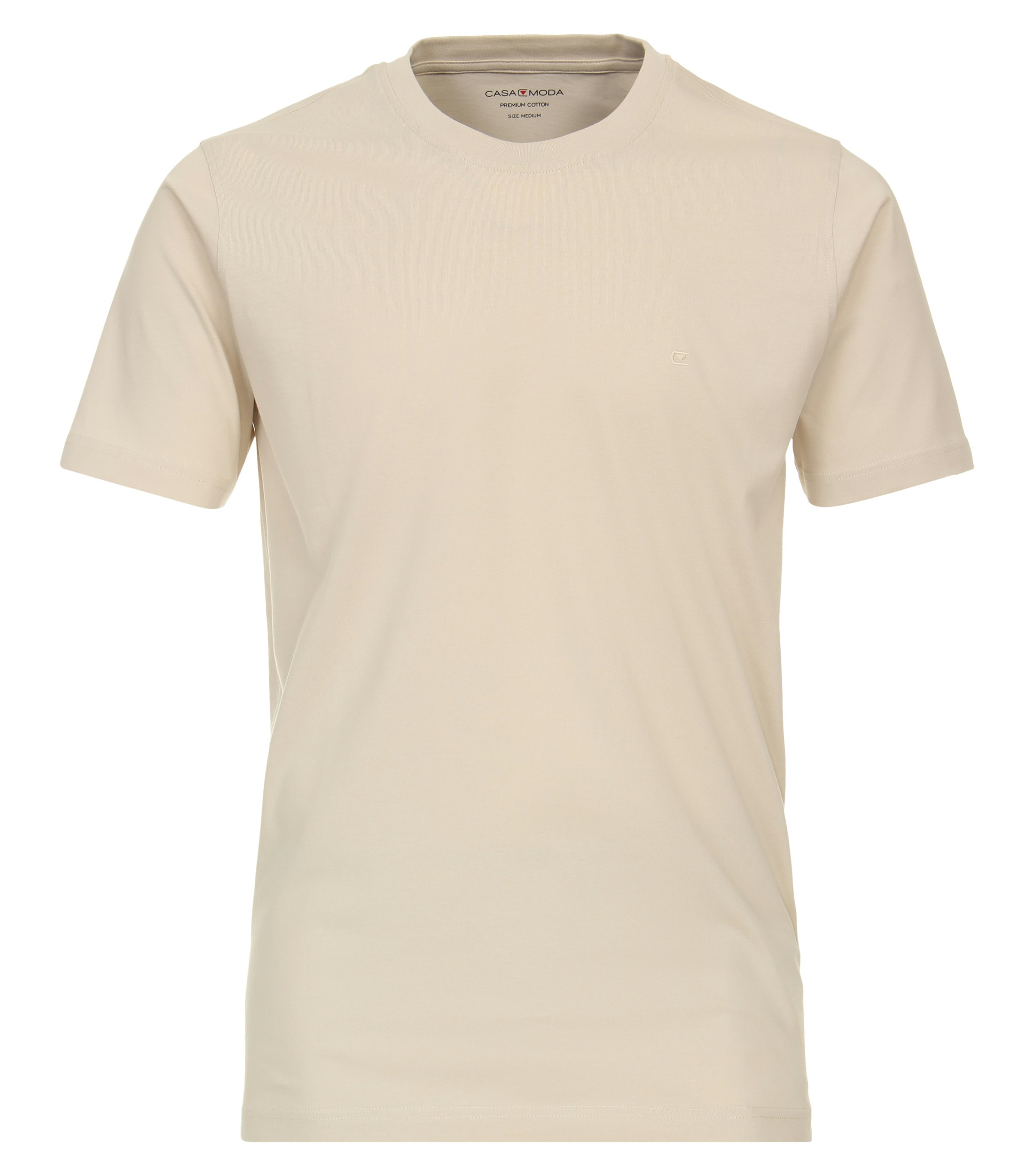 Das Model trägt ein TShirt im uni Muster in der Farbe Champagner