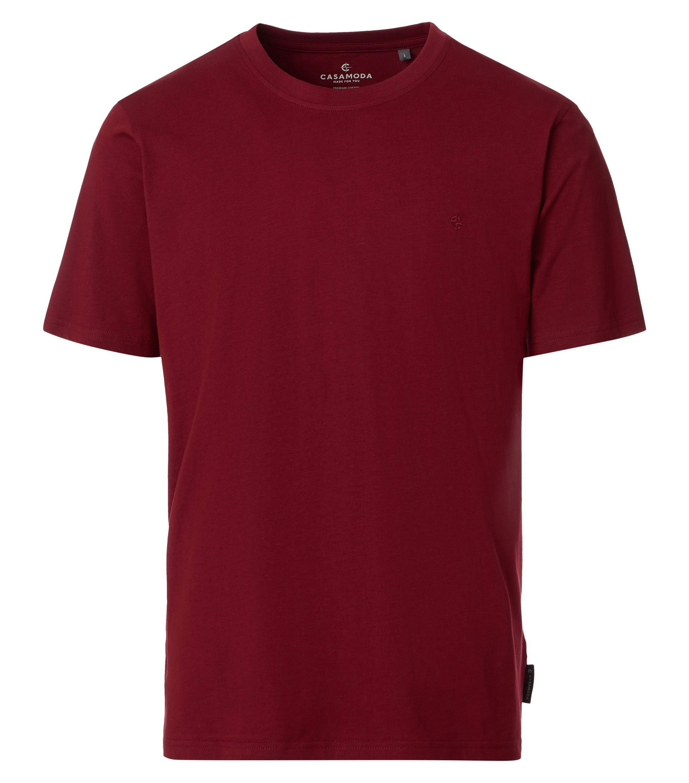 Ein T-Shirt im uni Muster in der Farbe sattes Rot