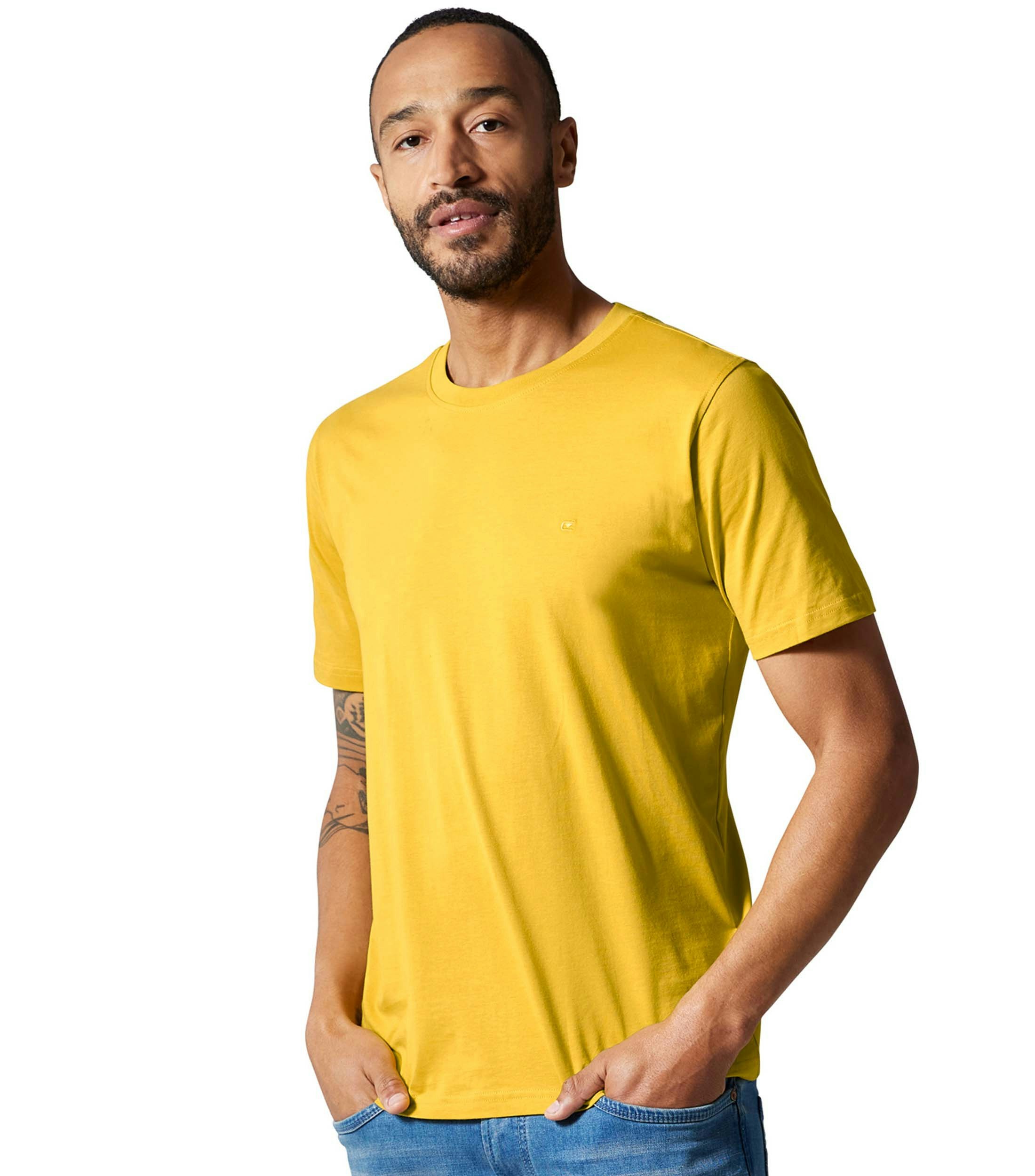 T-Shirt im unifarbenen Design in der Farbe Gelb