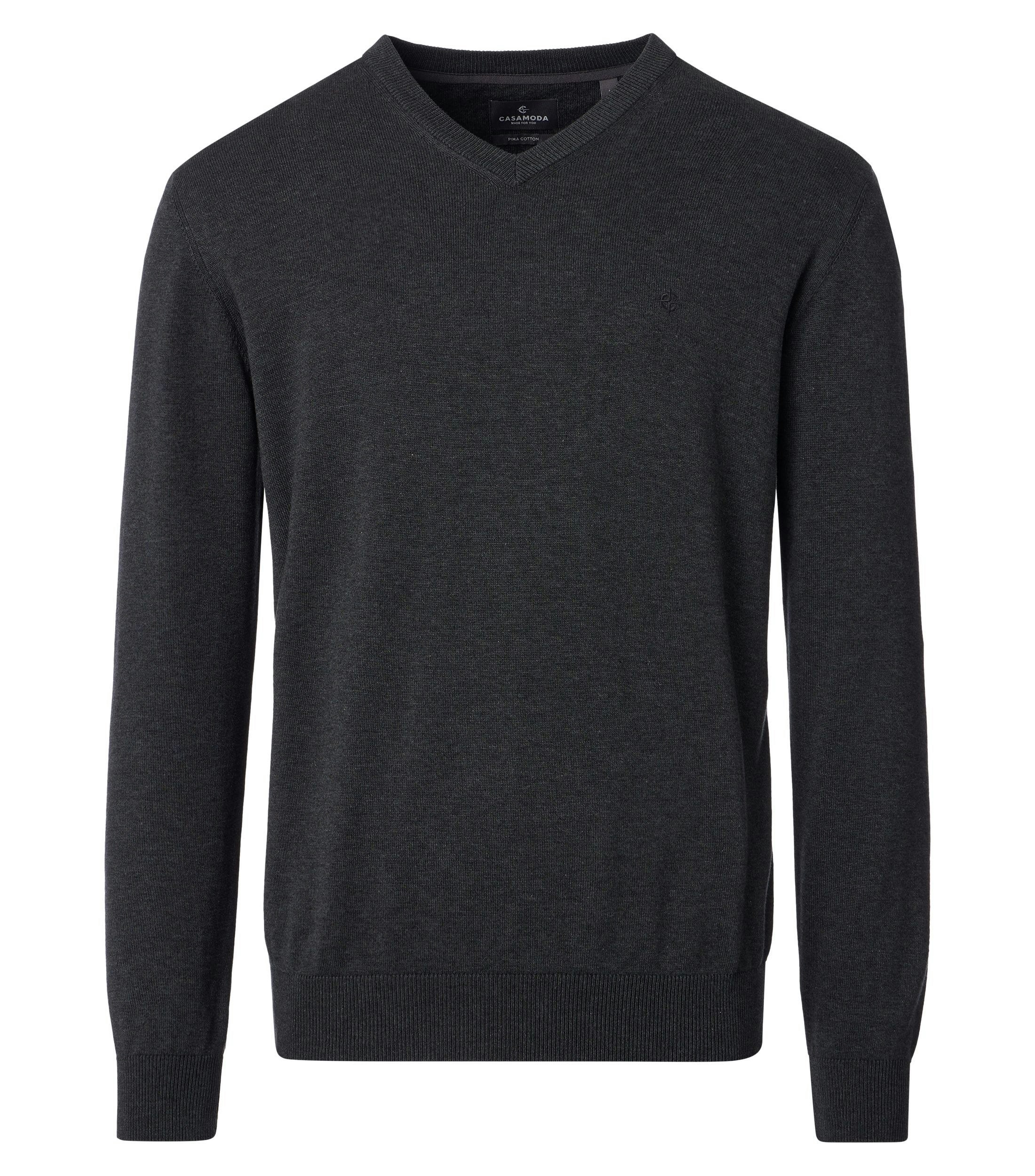 Das Model trägt ein Pullover im uni Muster in der Farbe Grauschwarz