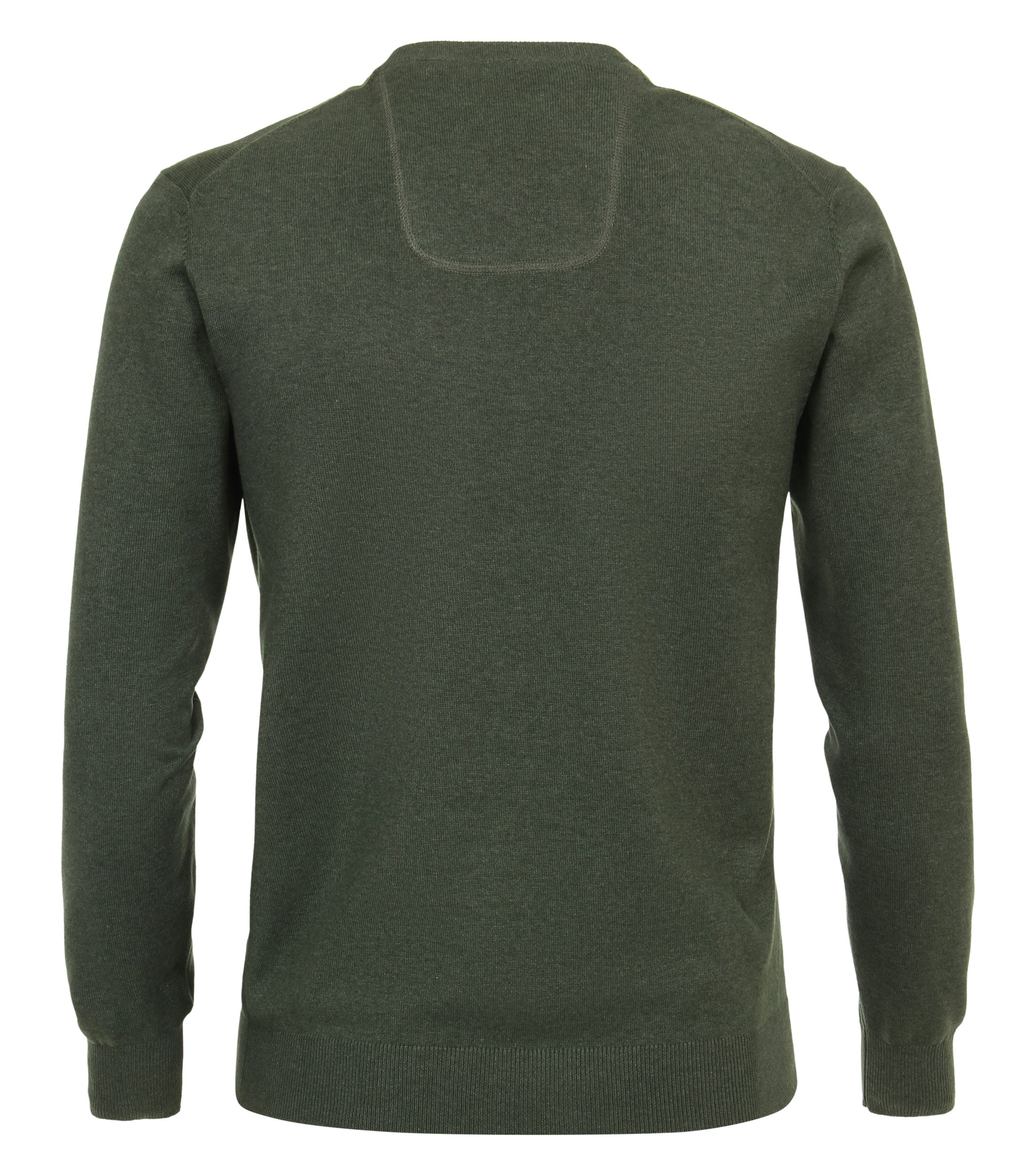 Das Model trägt ein Pullover im uni Muster in der Farbe Dunkelgrün