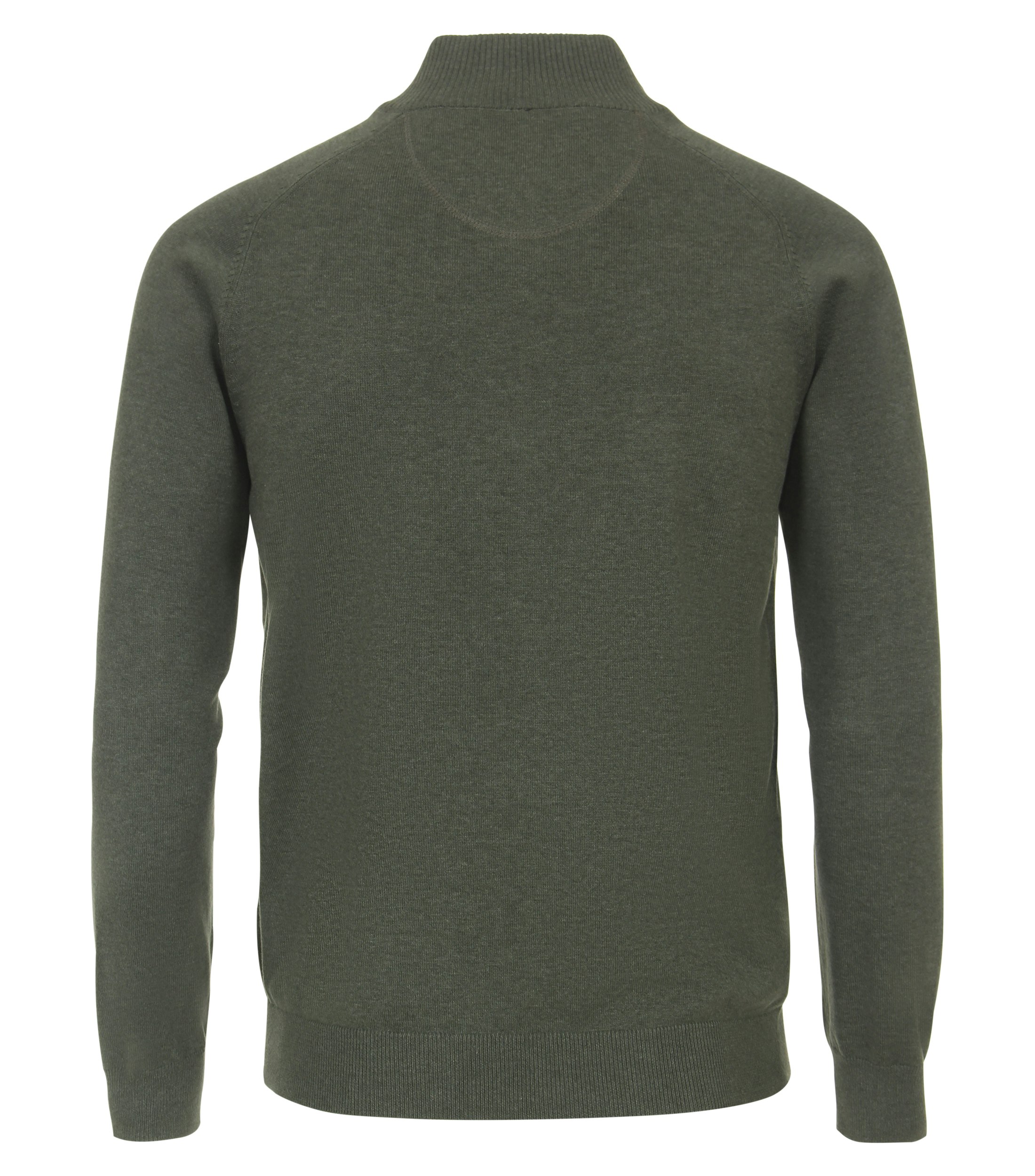 Das Model trägt eine Strickjacke im uni Muster in der Farbe Olive