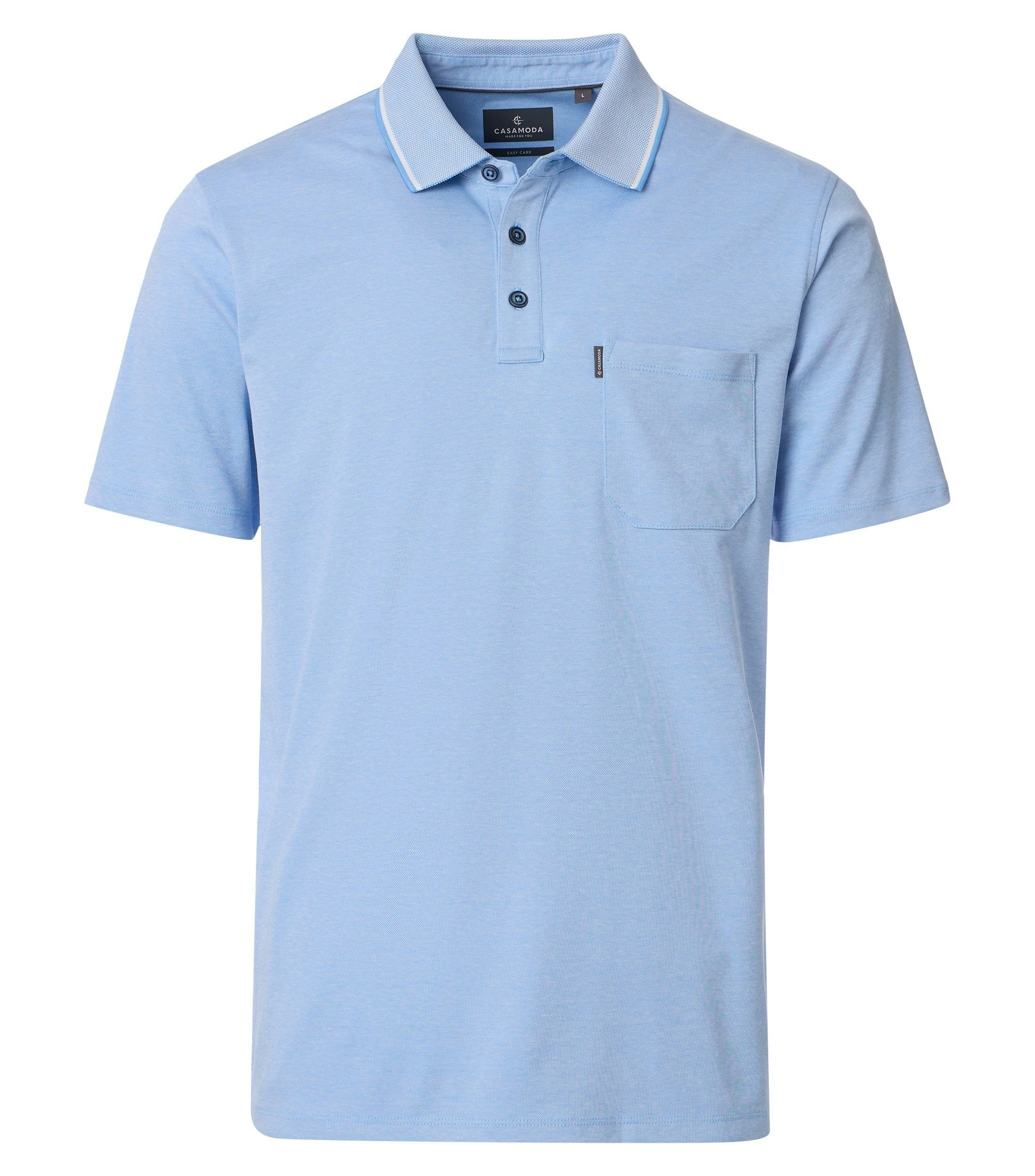 Ein Polo-Shirt im uni Muster in der Farbe Himmelblau
