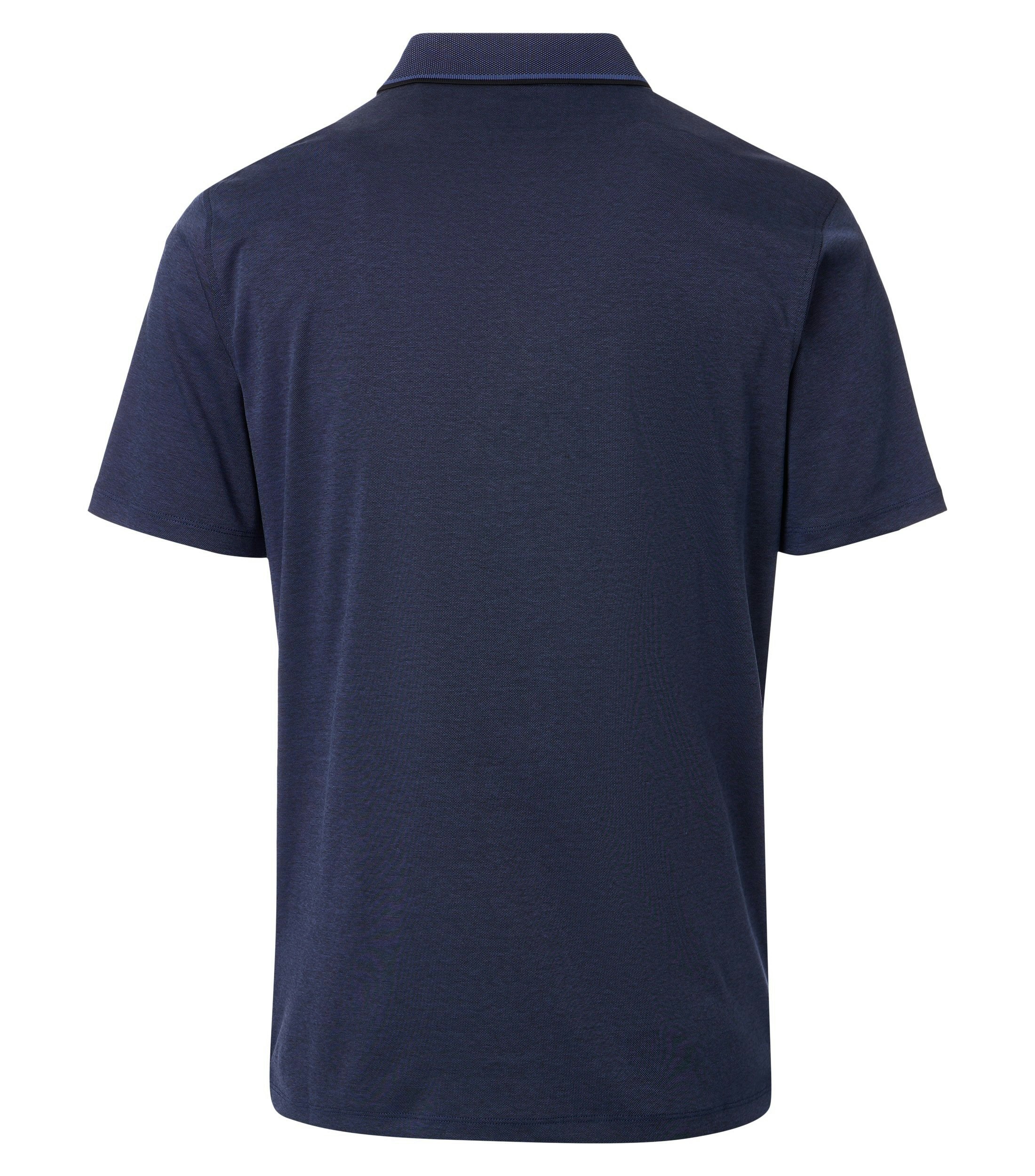 Ein Polo-Shirt im uni Muster in der Farbe graues Dunkelblau