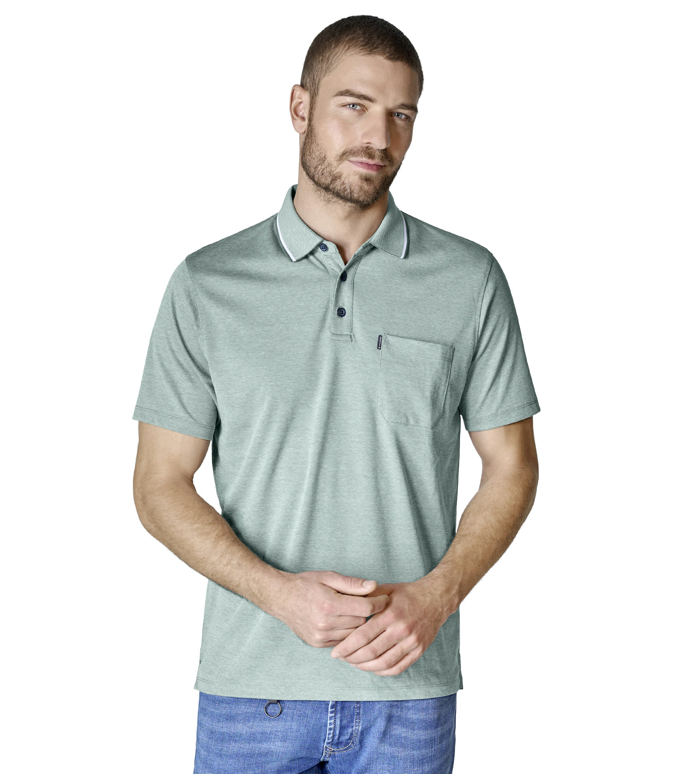 Ein Polo-Shirt im uni Muster in der Farbe Mint