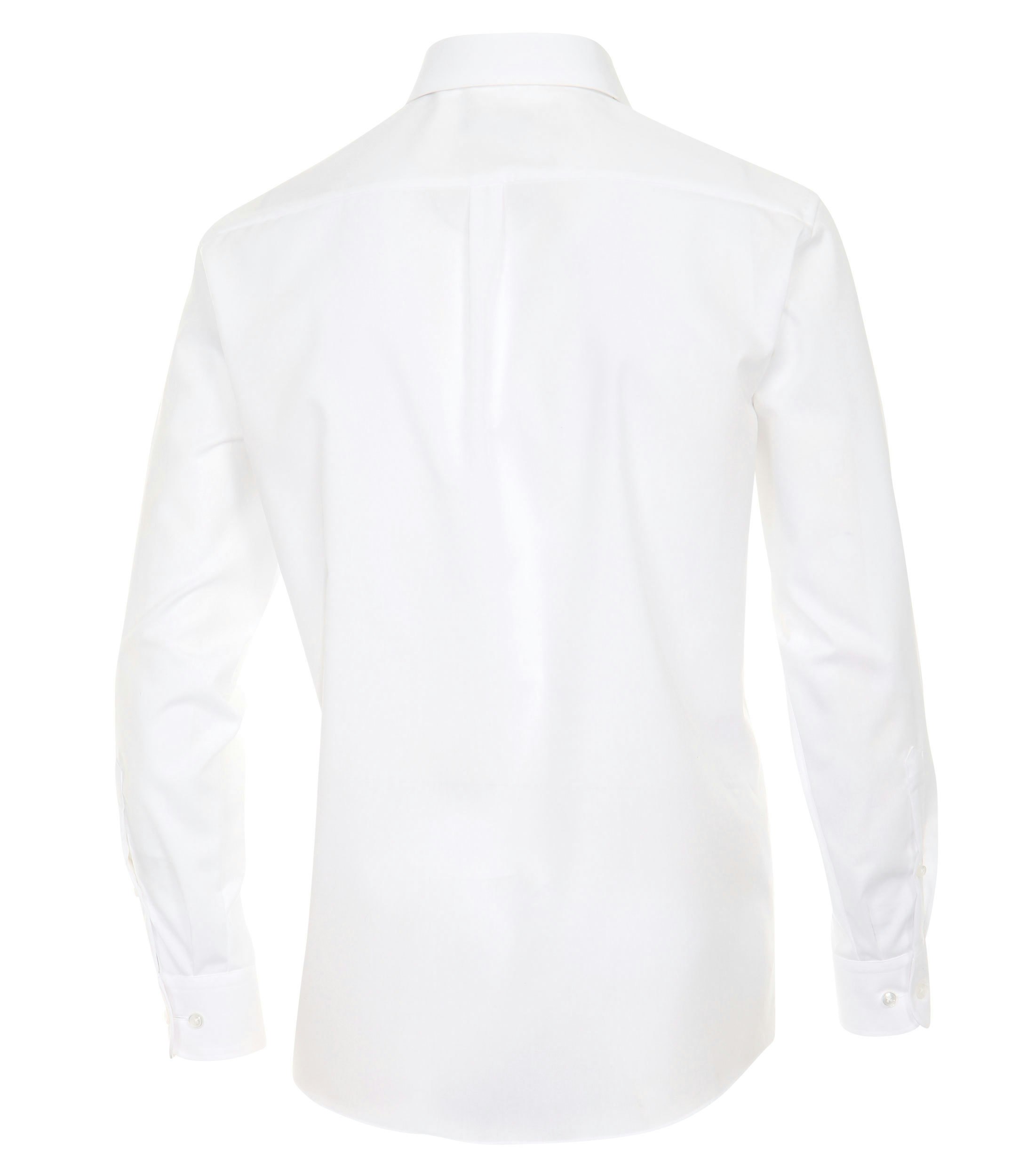 Das Model trägt ein Businesshemd im uni Muster in der Farbe Weiß