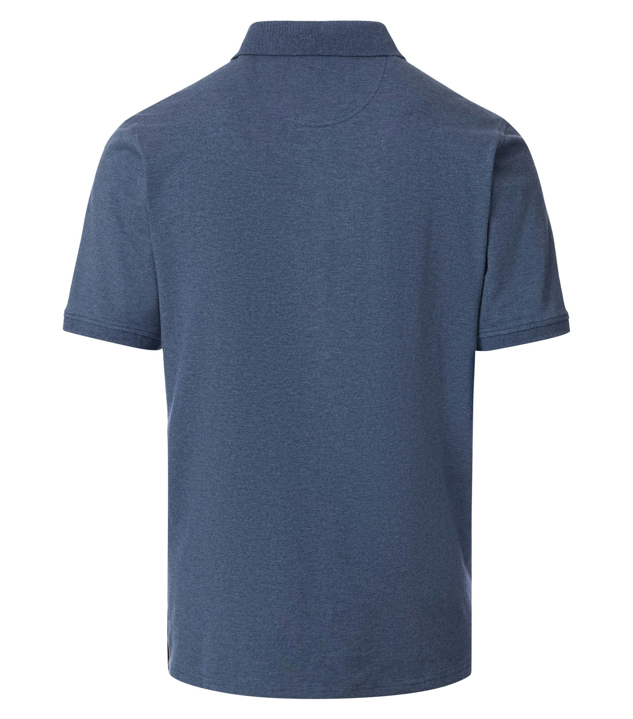 Ein Polo-Shirt im uni Muster in der Farbe graues Dunkelblau