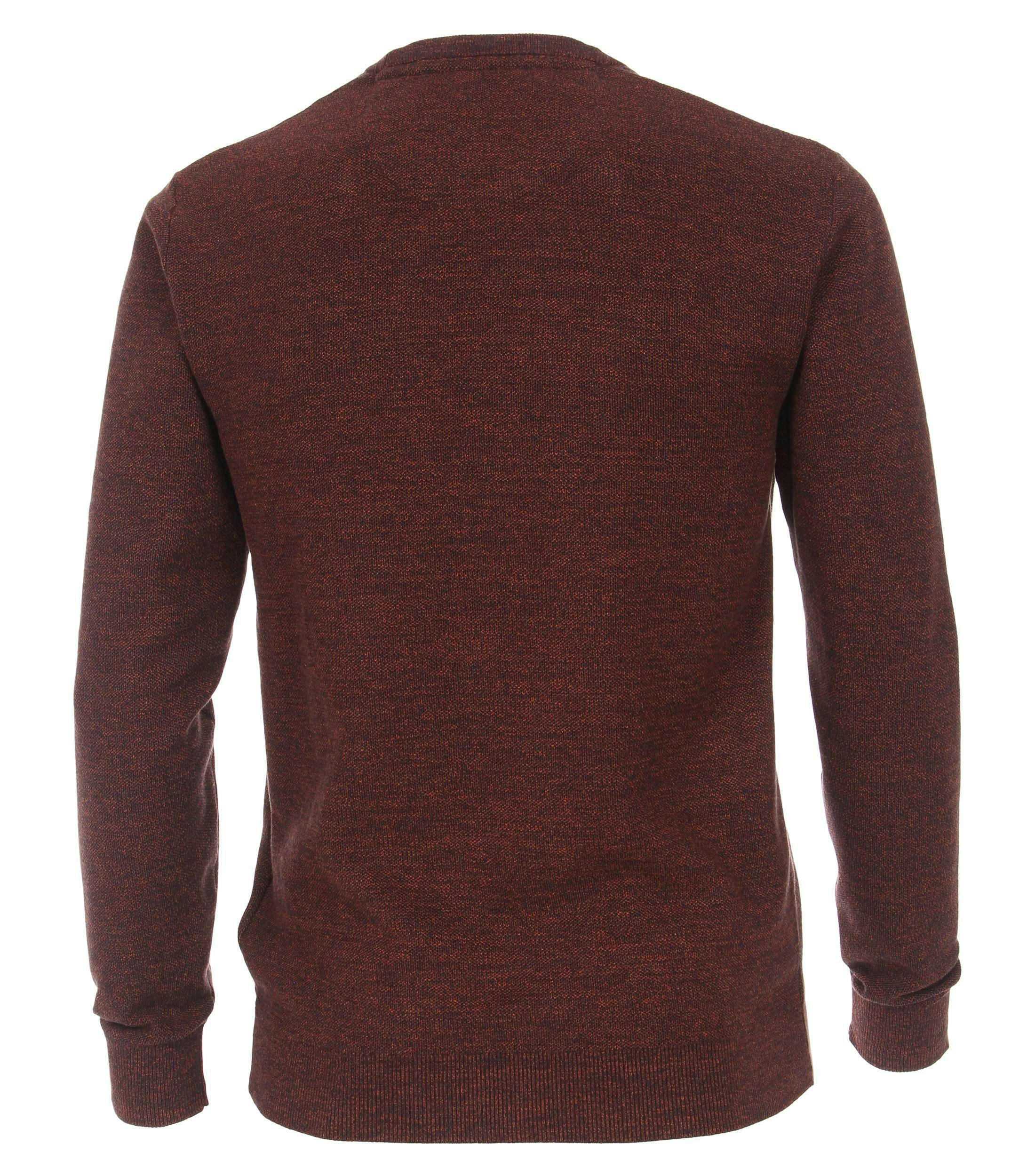 Das Model trägt ein Pullover im uni Muster in der Farbe Dunkelorange