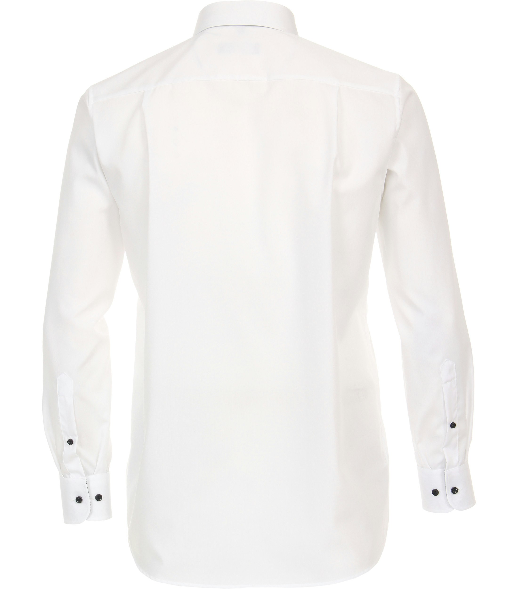 Das Model trägt ein Businesshemd im uni Muster in der Farbe Schneeweiß